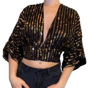 ASOS Black Sequin Crop Top